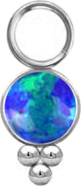 Star Piercing Anhänger silber Opal blau mit Kugeln (ohne Messing, Chirurgenstahl 316L, Mineralisch)