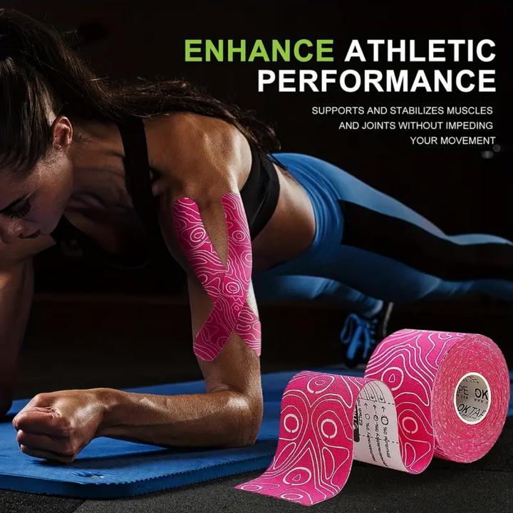 Actual product image OK Tape PRO Kinesiology Tape, 5cm X 5m Red (5 m)