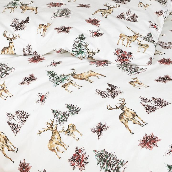 Produktbild Janine Feinbiber Bettwäsche Davos 65150 naturell rot grün (Bettwäsche Set, 135x200 cm + 80x80 cm)