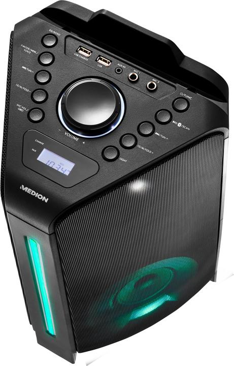 Actual product image Medion MD 43552 Party speaker black (4 h, Electrical connection, Rechargeable battery operated)