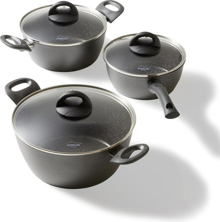 Produktbild Stoneline CERAMIC Kochgeschirr-Set, 6-tlg. mit Glasdeckeln (20 cm, Pfannenset + Topfset, Aluminium)