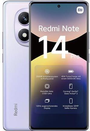 Actual product image Xiaomi Redmi Note 14 Pro (256 GB, Aurora Purple, 6.67", Hybrid Dual SIM, 200 Mpx, 4G)
