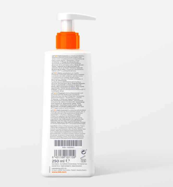 Immagine prodotto Leti AT4 Gel doccia e bagno - Detergente delicato e idratante per la pelle secca o soggetta a (Gel, 250 ml)