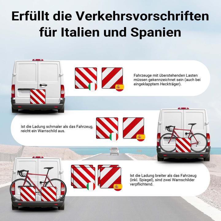 Image du produit Wiltec 2in1 rot weisse Warntafel Spanien Italien Warnschild Fahrradträger Schild