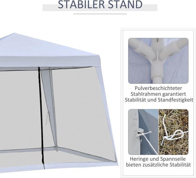 Actual product image Swisshandel24 Gartenpavillon 3x3 m wetterfestes Partyzelt mit Moskitonetz aus Metall und Polyester (300 cm, 300 cm)