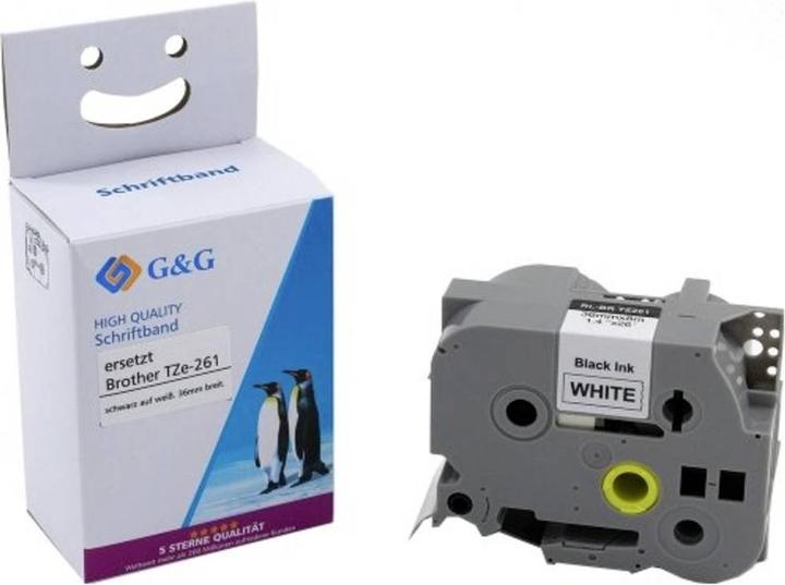 Produktbild G&G Schriftband Bandfarbe: Weiss Schriftfarbe: Schwarz 36 mm 8 m (3.60 cm, Weiss)