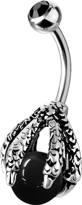 Produktbild Star Piercing Banane silber Drachenklaue mit Kristallkugel schwarz (Messing, Chirurgenstahl 316L)