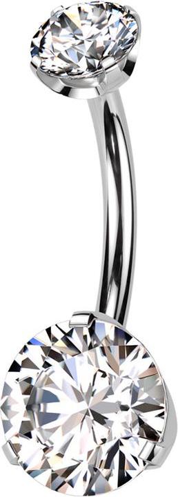 Actual product image Hollywood Body Jewelry Threadless banana silver two crystals set in silver (Titanium G23)