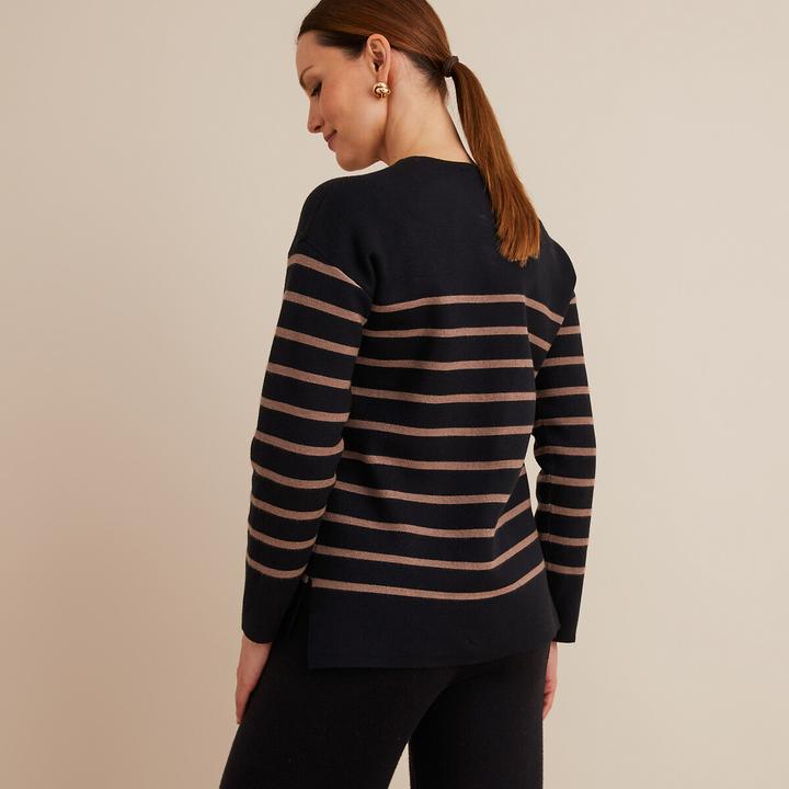 Image du produit Anne Weyburn Pull-over en maille fine rayé à encolure ronde (34)