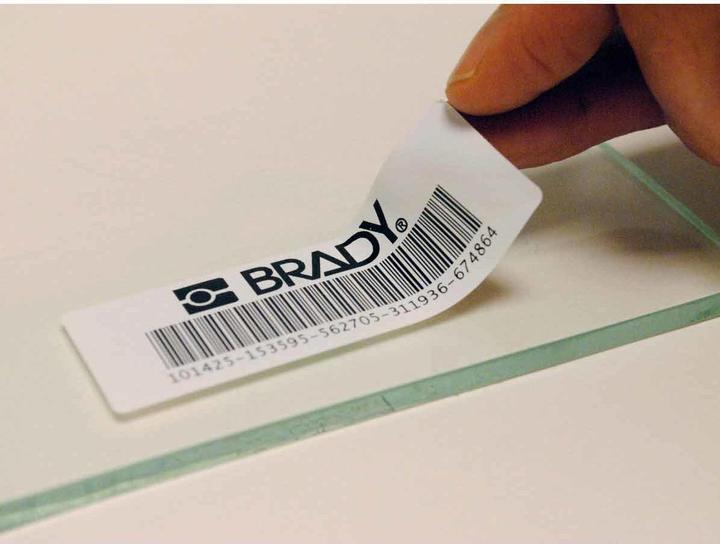 Actual product image Brady B30C-1125-581-WT, vinyl, white, glossy, 28.58 mm x 30.48 m, removable, endless