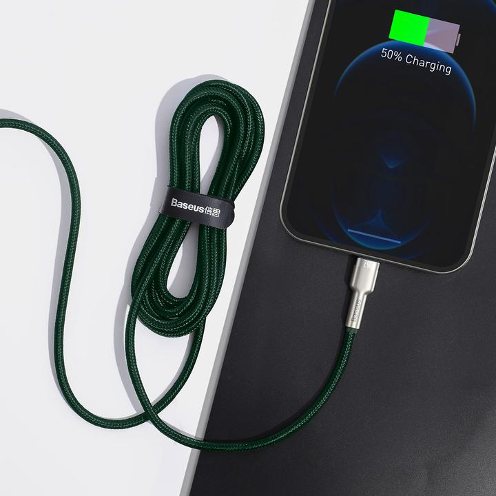 Actual product image Baseus USB cable for Lightning Cafule, 2.4A, 2m (green) (2 m, USB 2.0)