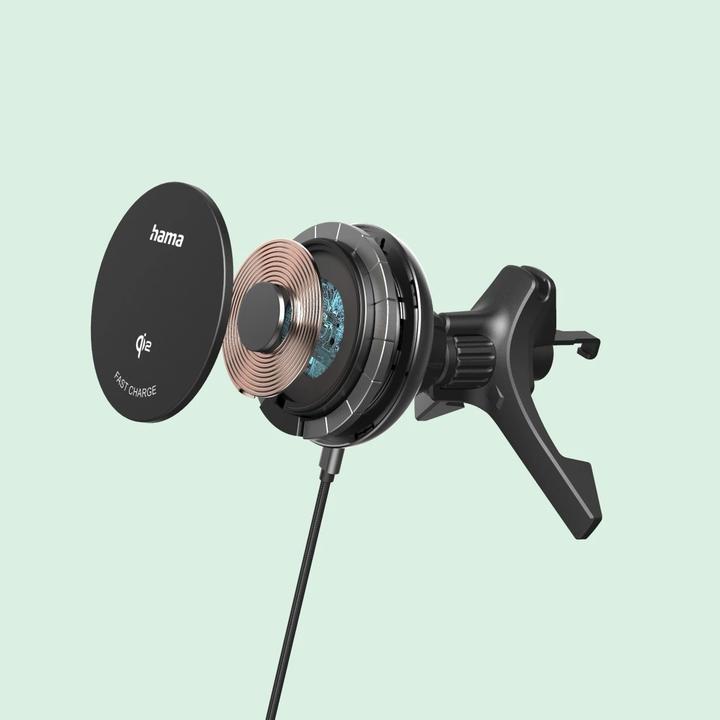 Produktbild Hama Kabelloses Qi2-Ladegerät, induktives Schnellladen im Auto, 15 W, Schwarz