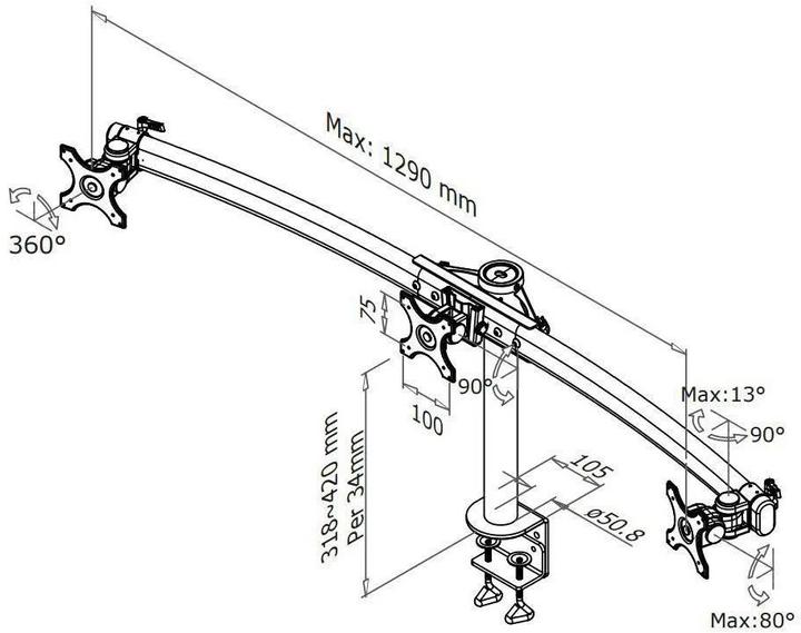 Actual product image Neomounts Fpma-D700d3 (Table, 27")