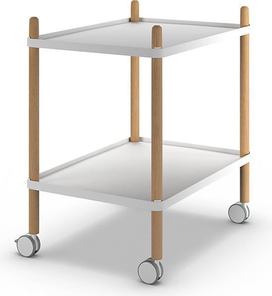 Paperflow Dolly with 2 shelves, frame made of solid wood, white.