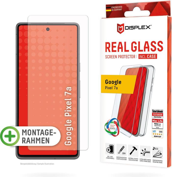 Displex Real Glass, 2D Panzerglas + Handyhülle (1 Stück, Google Pixel 7a)