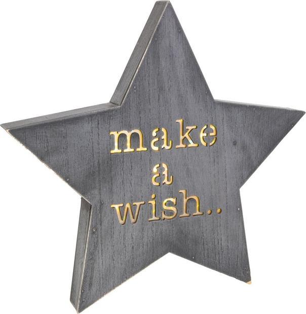 Actual product image MICA Living Star - Make a wish... - with LED - black - approx. 32 x 3 x 31.5 cm