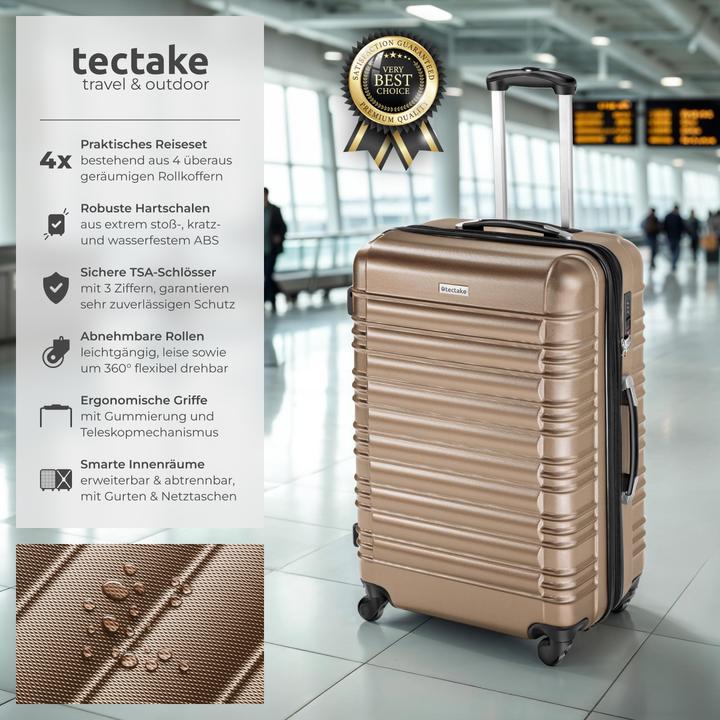 Produktbild tectake Hartschalenkofferset 4-tlg. (106 l, Handgepäck (bis 50l), M (50 - 90l), L (90 - 115l))