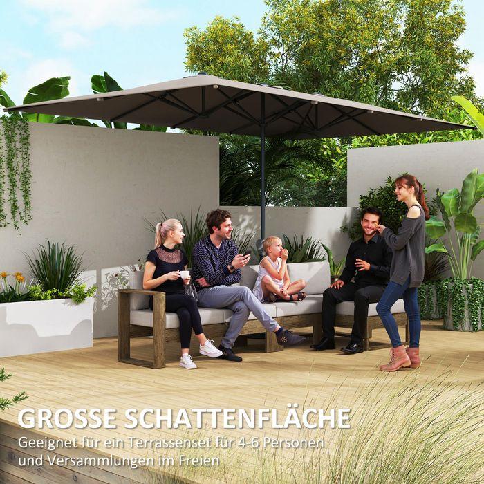 Actual product image Swisshandel24 Doppelsonnenschirm mit Kurbel 451x264 cm, Alu, Dunkelgrau (2.64 m)