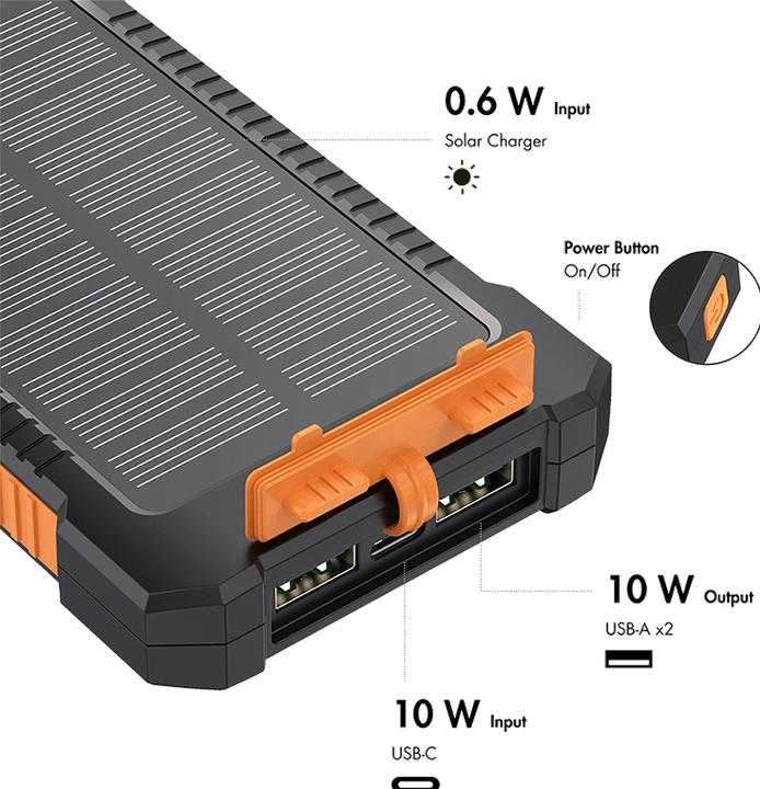 Produktbild LogiLink Solar-Powerbank (8000 mAh, 10 W, 29.60 Wh)