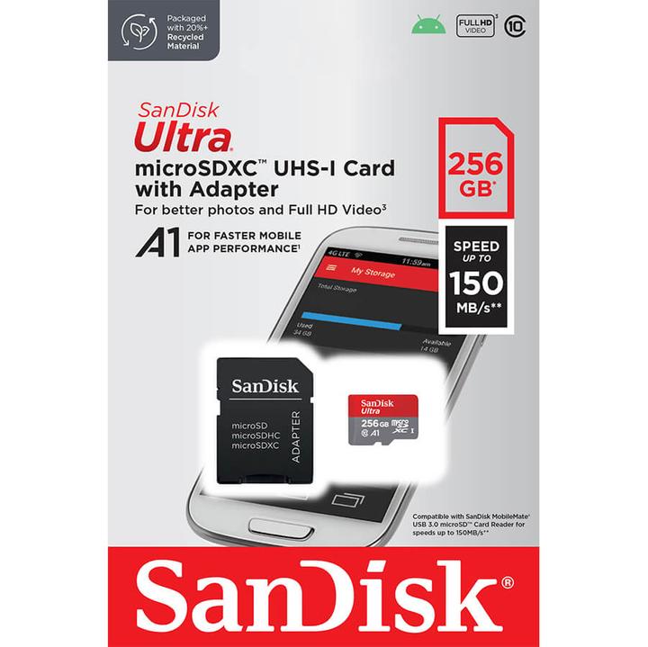Immagine prodotto SanDisk Ultra mit Adapter (256 GB, microSDXC, U1, UHS-I)
