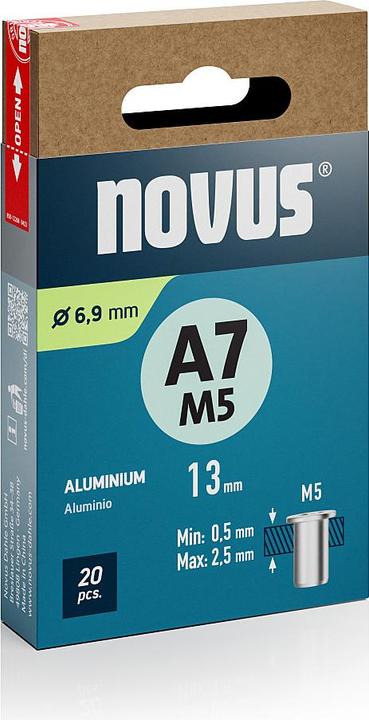 Actual product image Novus Nietmutter A7 M5, L: 11.5 mm Alu