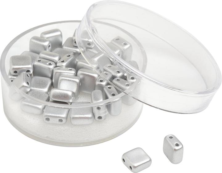 Image du produit Pracht Perle de verre "Carré", 2 trous, 35 pièces