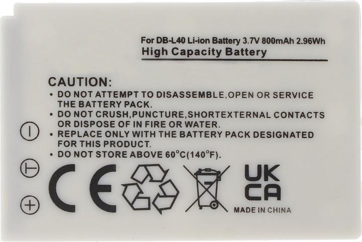 Actual product image Sanyo Battery DB-L40, Xacti VPC, DMX-HD1 (Rechargeable battery)
