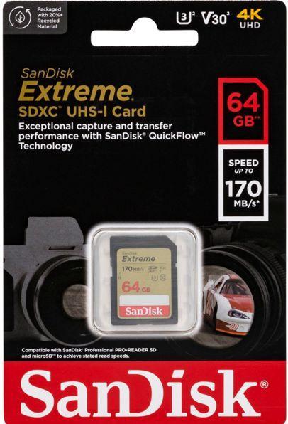 Image du produit SanDisk Extreme (64 Go, SDXC, U3, UHS-I)