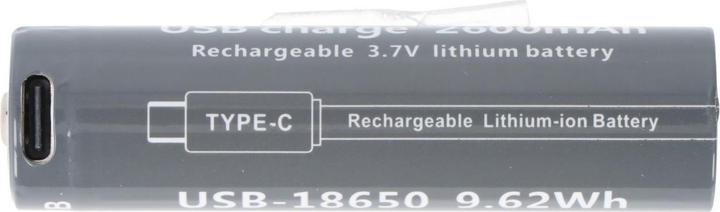 Immagine prodotto AccuCell Cella rotonda 18650, ioni di litio, 3,7V, 2600mAh, 9,6Wh, con porta di ricarica USB-C (1 pz., 18650, 2600 mAh)
