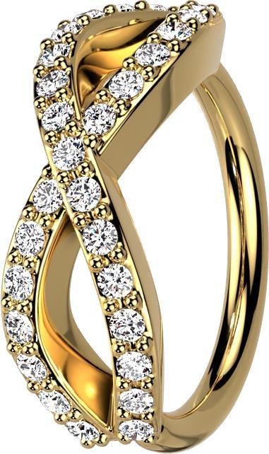 Produktbild Star Piercing Micro Piercing Ring 14k vergoldet Unendlich mit Kristallen (Messing)