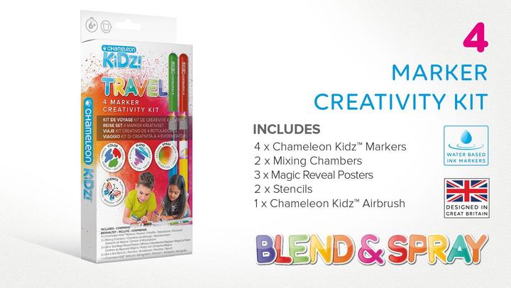 Produktbild Chameleon Aquarellfarbstifte Kidz Travel Kit (Blau, Grün, Rot, Gelb, 16 x)