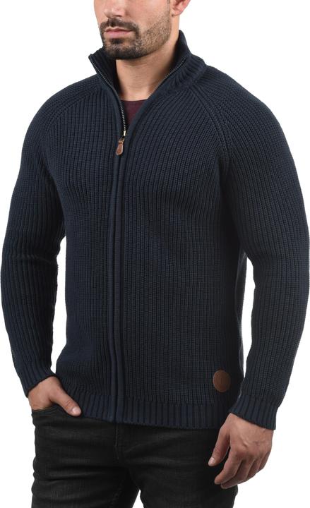 Actual product image Solid Xenos Men's Cardigan Chunky Knit Jacket With Funnel Neck Made Of 100% Cotton (XL)