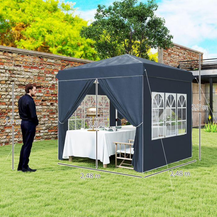 Immagine prodotto Swisshandel24 Faltpavillon 2,5x2,5m, wasserabweisend mit 4 Seitenteilen, Dunkelblau (250 cm, 250 cm)