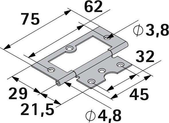 Produktbild Hettich Lamellentür-Scharnier 75 x 32 mm