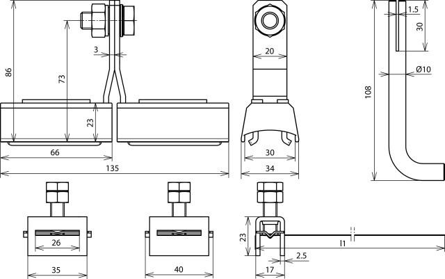 Actual product image Dehn Band pipe clamp 540803 with connection screw M10
