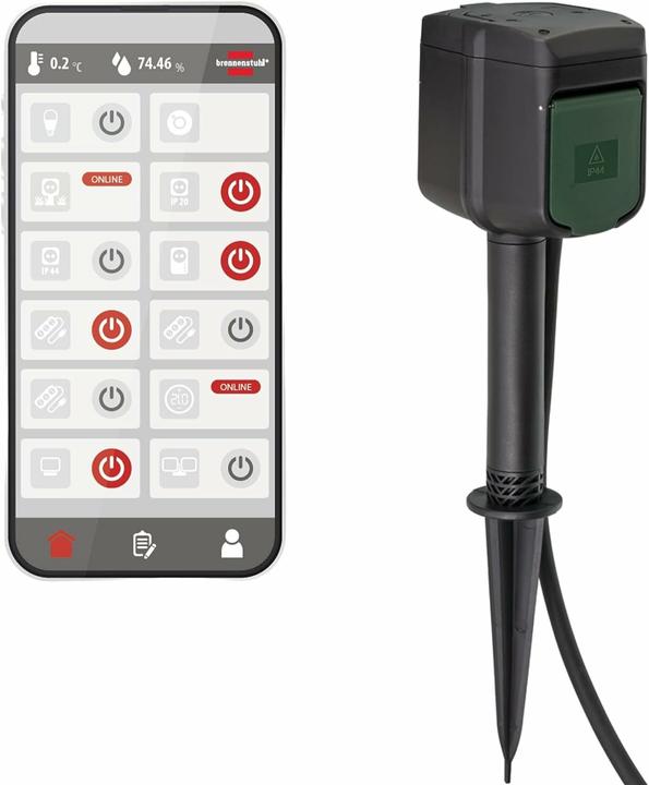 Actual product image Brennenstuhl Connect WIFI garden socket with ground spike and mounting plate IP44 2-fold 10m H07RN-F3G1,5 (2 x, CEE 7/3, 10 m)