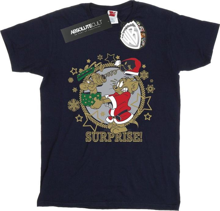 Actual product image Tom & Jerry Womens/Ladies Christmas Surprise Cotton Boyfriend T-Shirt (3XL)