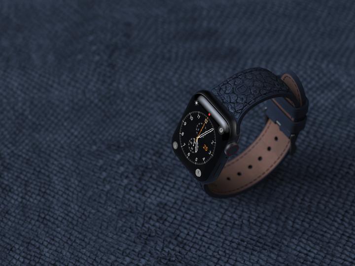 Actual product image Njord Vatn Watch Strap For (45 mm, 44 mm, Vegan Leather, Silicone, Vegan salmon leather)