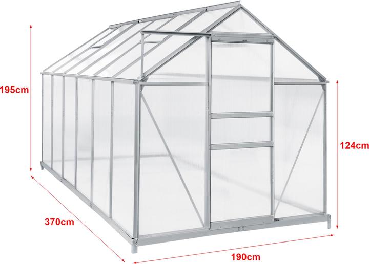 Produktbild En.Casa Gewächshaus Oisterwijk Alu-Rahmen 370x190 cm