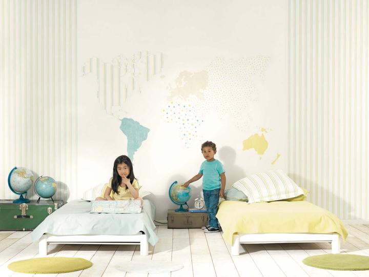 Produktbild Casadeco Alice & Paul Tapete Streifen grau orange rot