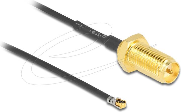 Actual product image Delock Antenna cable RP-SMA female for installation to MHF® 4L LK male 1.37 10 cm thread length 10 mm (2.50 dB, Antenna cable)