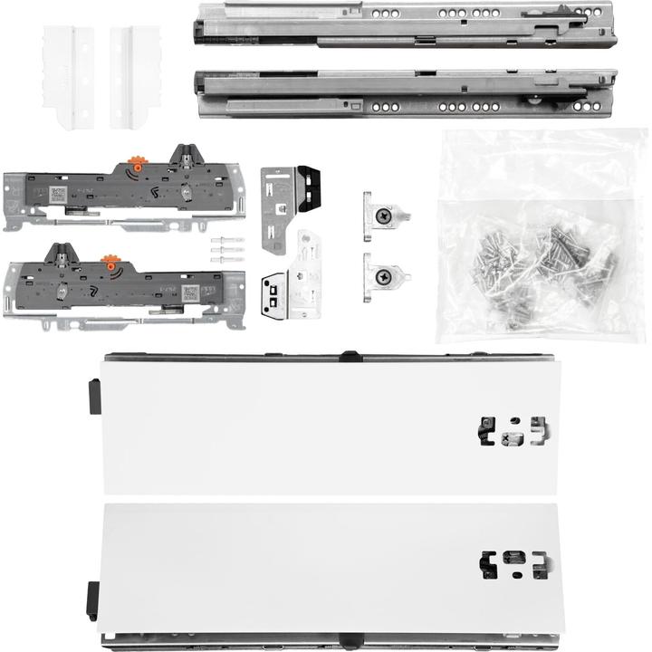 Vasalat BLUM Schubladenschienen TANDEM Zargenhöhe 115mm 65kg, NL650mm, weiss, bis KB600mm