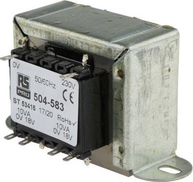 Actual product image Rs Pro Clamp mount transformer,20VA 2x18V o/p