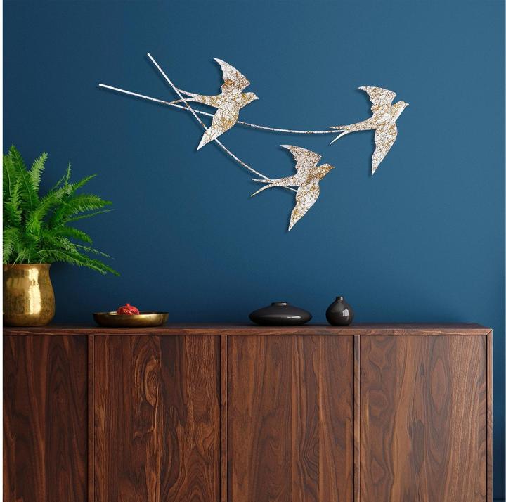 Produktbild Wallxpert Wanddekoration Schlucken Vogel 42 x 70 cm, Metall (42 x 70 cm)