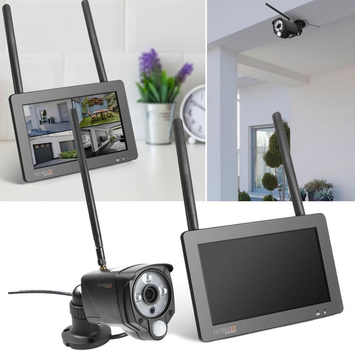 Actual product image Technaxx Wireless surveillance camera set, 7" touchscreen receiver, 2 FullHD IP cameras