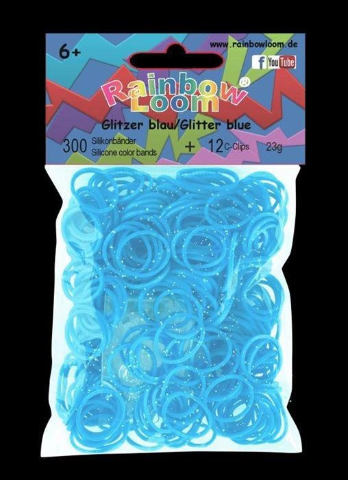 Actual product image Rainbow Loom Silicone straps glitter blue (300 pcs.)