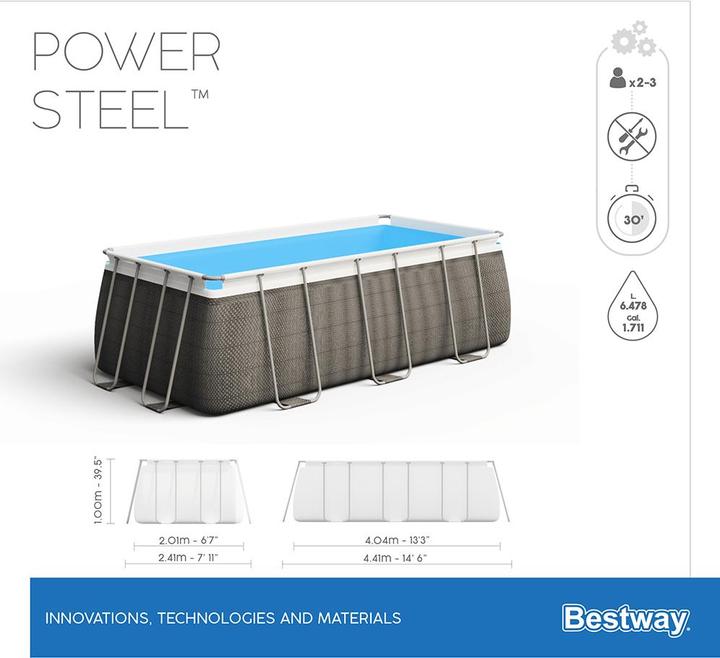 Produktbild Bestway Power Steel Frame Pool-Set 404 x 201 x 100 cm (404 x 201 x 100 cm)