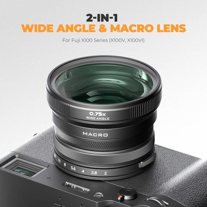 Produktbild Freewell FW-FU-XMWA-B Fuji X100VI/X100V 2-in-2 Wide Angle & Macro Lens Black