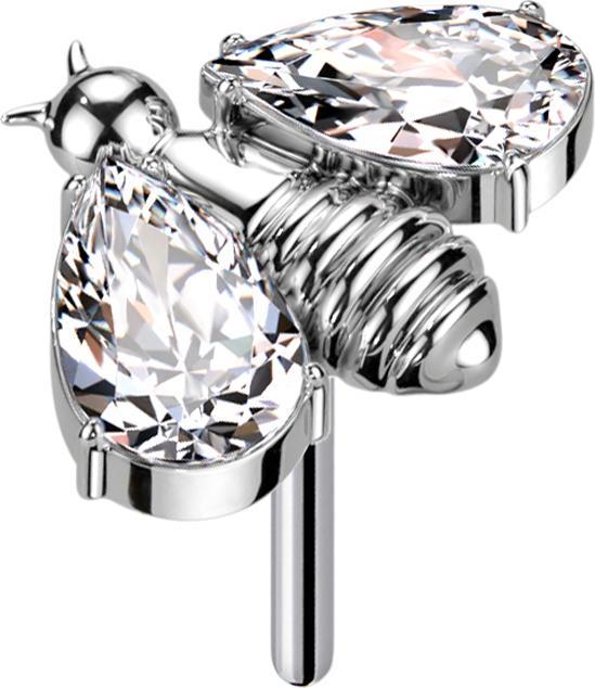 Produktbild Star Piercing Ring vergoldet mit Herzkristall (ohne MessingTitan G23, ohne MessingChirurgenstahl 316L)