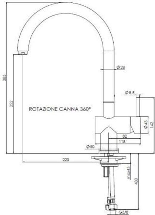 Actual product image Reginox Stainless Steel Fitting, Yampa Black 22x38.5 cm R31704